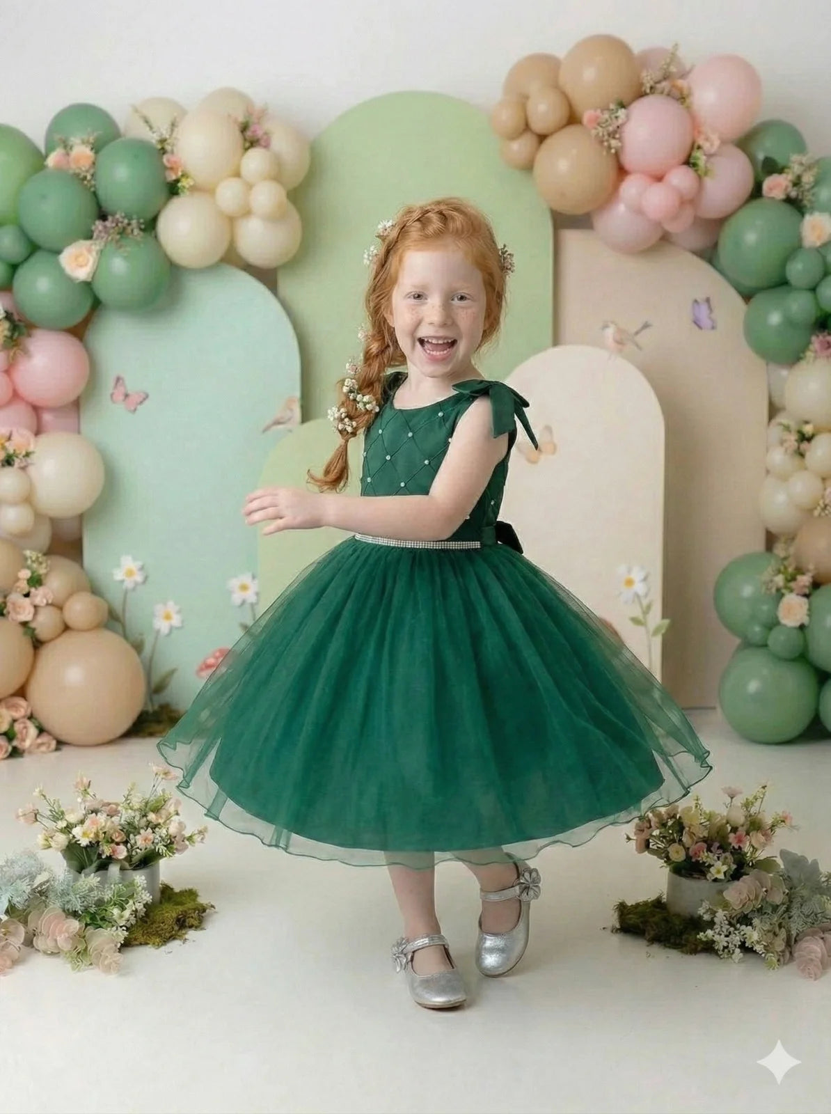 Vestido Luxo Verde de 04 a 12 anos