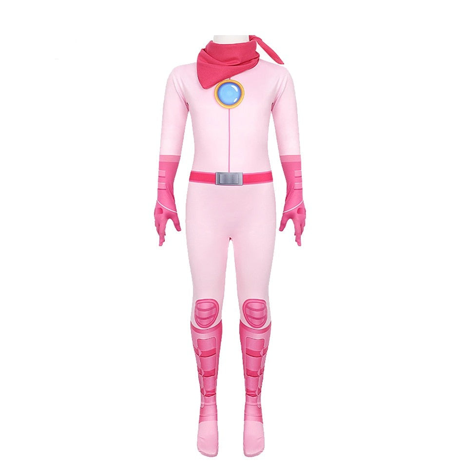 Fantasia Princesa Peach, Super Mario, Vestido de princesa, Fantasia infantil, Personagem de videogame, Fantasia temática, Festa a fantasia, Fantasia autêntica, Realeza infantil, Transformação mágica, Evento temático, Vestir como Peach, Vestido luxuoso, Universo do Super Mario, Brincadeira criativa, Roupa icônica, Princesa do reino dos cogumelos,