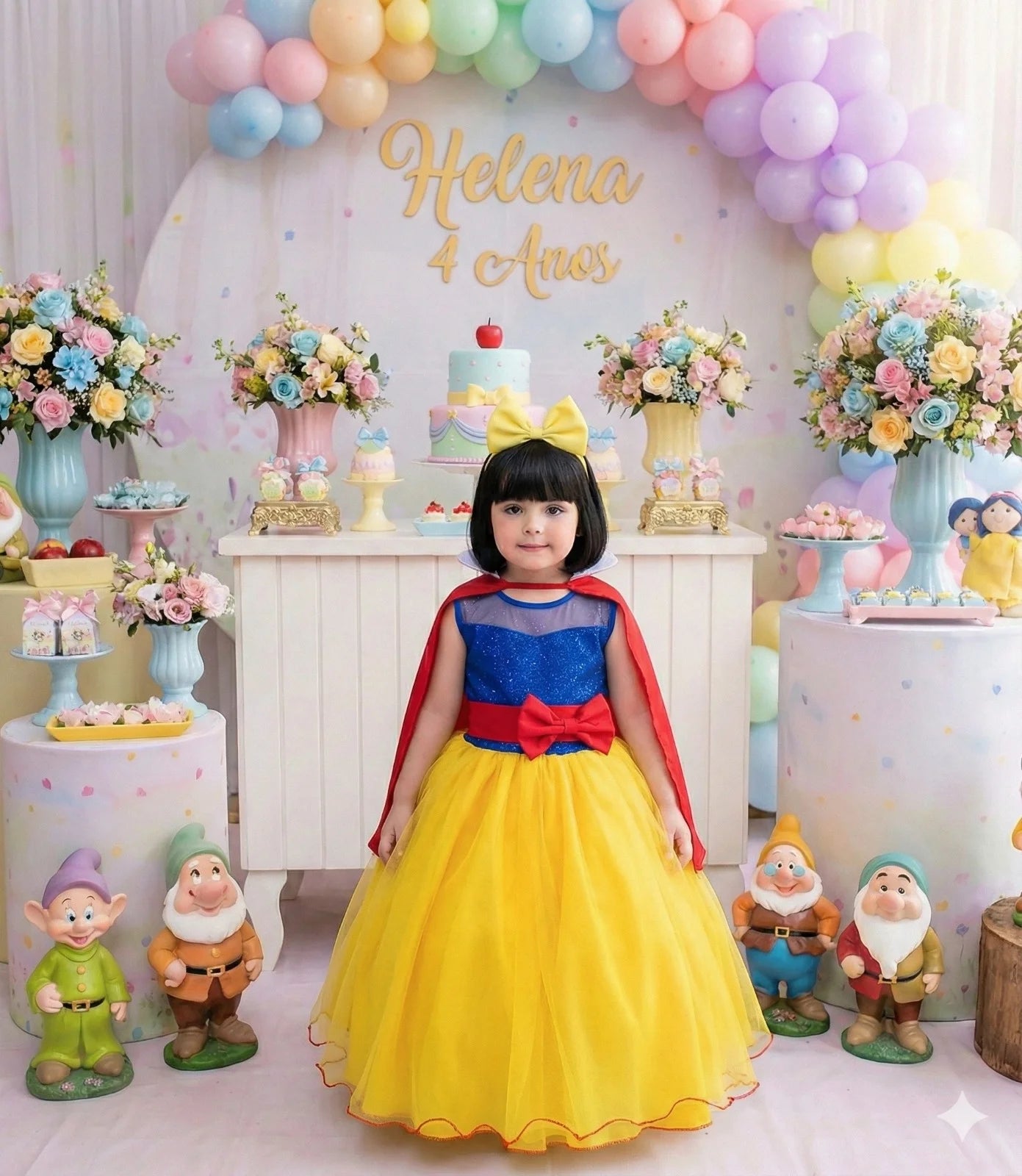 Vestido Branca de Neve Luxo de 1 ao 12