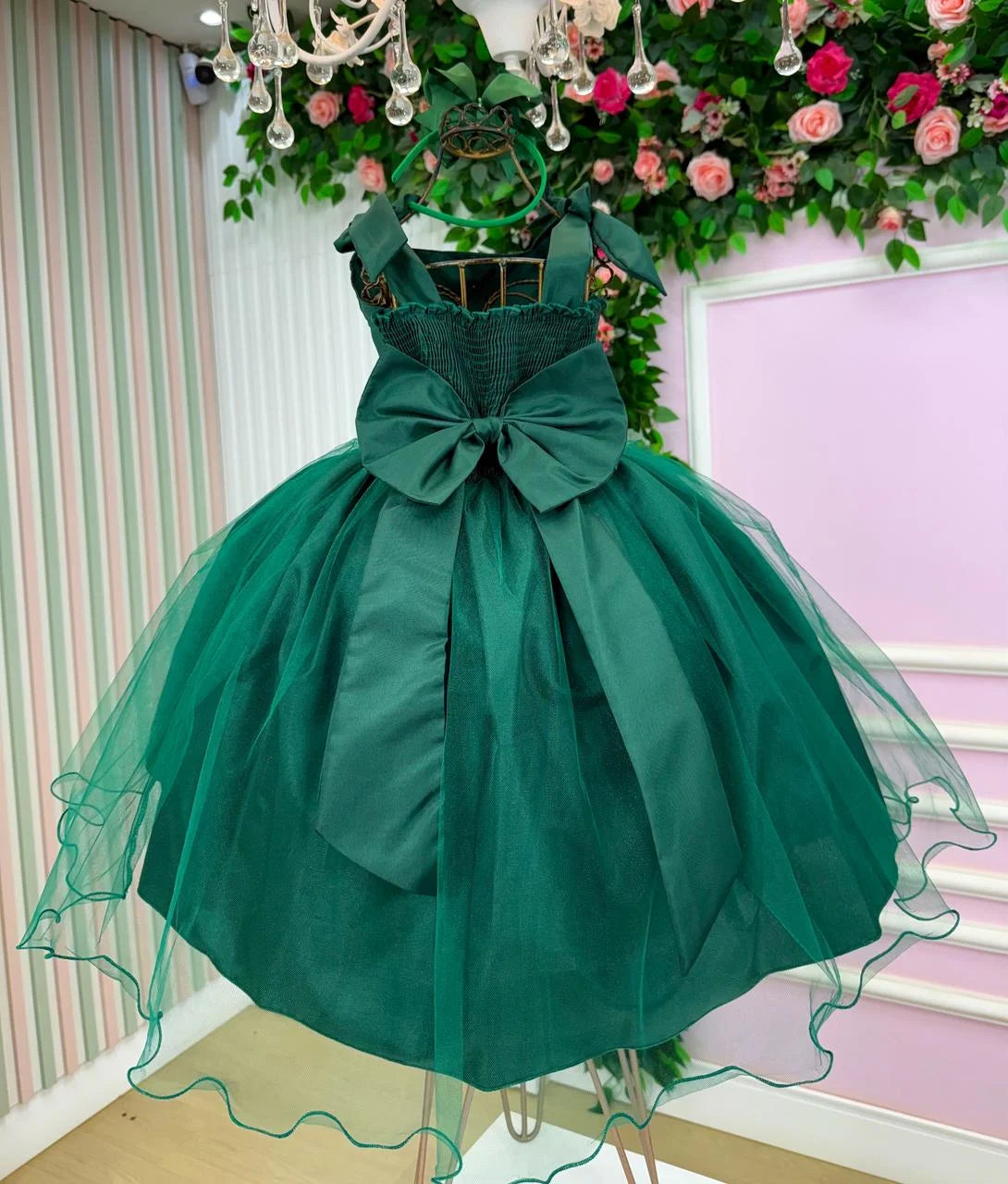 Vestido Luxo Verde de 04 a 12 anos