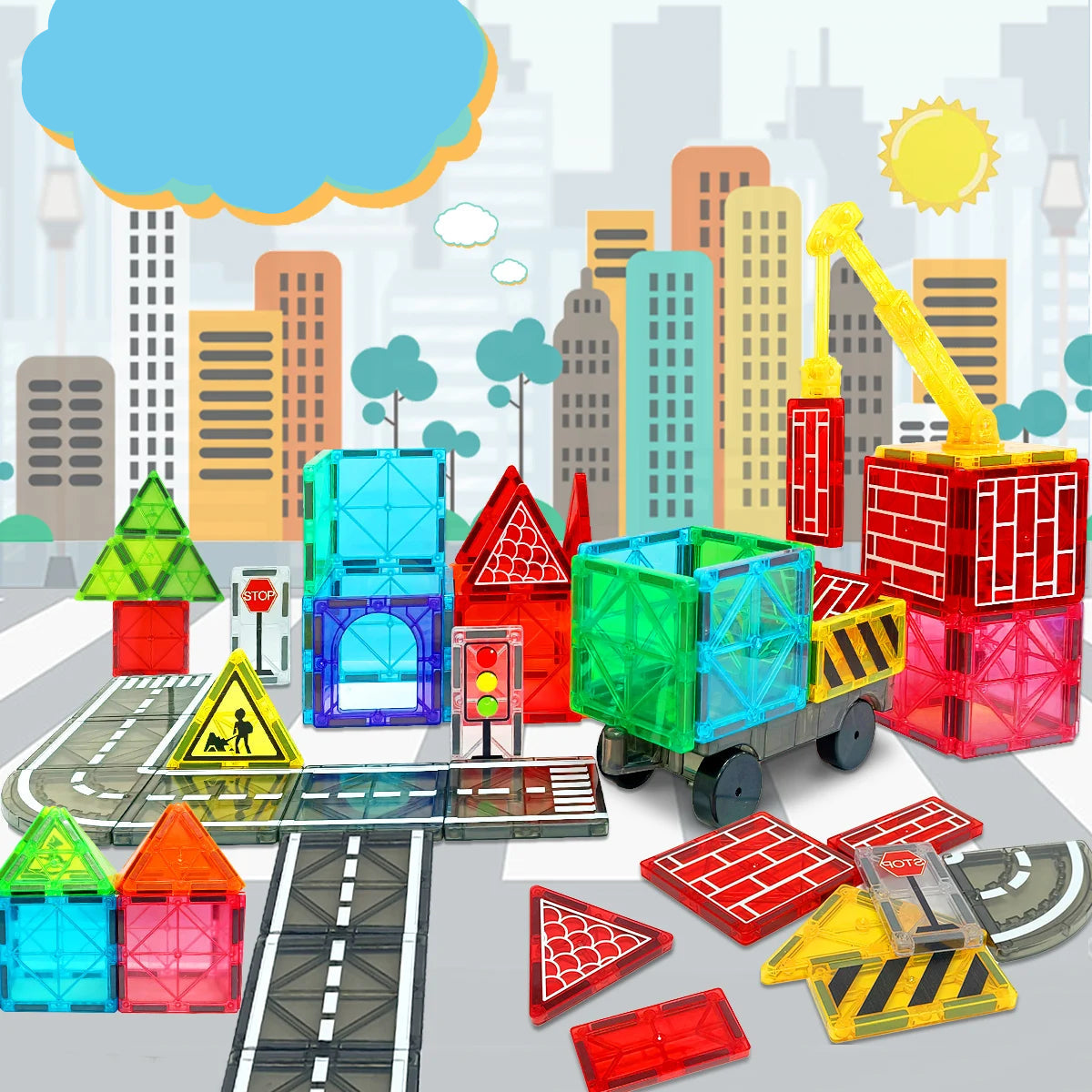 Os blocos magnéticos do Estrada Magnética são projetados para facilitar a construção de estradas e circuitos, permitindo que as crianças criem suas próprias aventuras. Feitos de material seguro e durável, são ideais para o desenvolvimento motor e a criatividade dos pequenos.