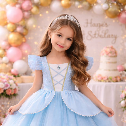 Vestido Cinderela Luxo de 2 a 10 anos