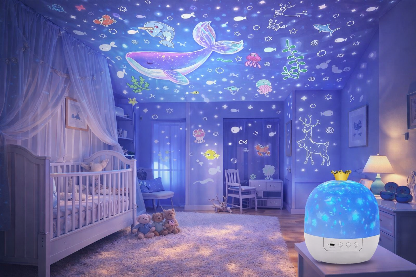 Magical Night Projector – Soothing Light with Stars for Kids' Room