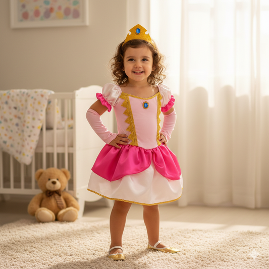 Vestido Princesa Peach do Super Mario - Do nº 1 ao 6