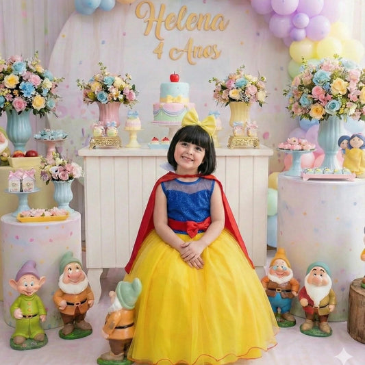 Vestido Branca de Neve Luxo de 1 ao 12