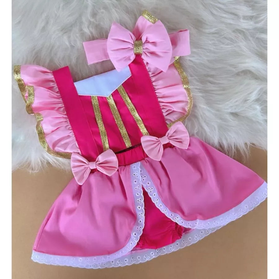 Vestido Romper Princesas Disney para bebê de 0 a 18 Meses