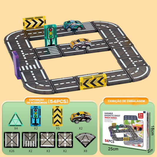 Estrada Magnética - Conjunto de Blocos de Construção para Crianças