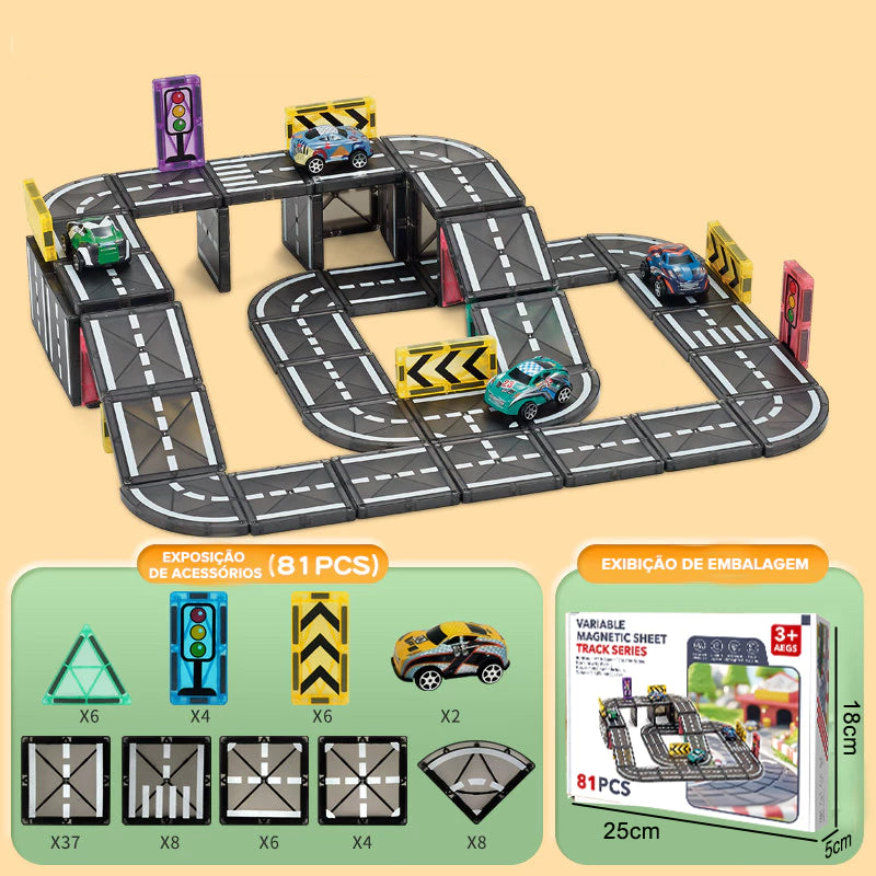 Estrada Magnética - Conjunto de Blocos de Construção para Crianças