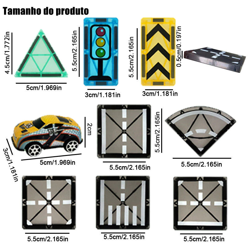 Estrada Magnética - Conjunto de Blocos de Construção para Crianças