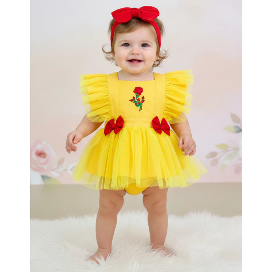 Vestido Romper Princesas Disney para bebê de 0 a 18 Meses