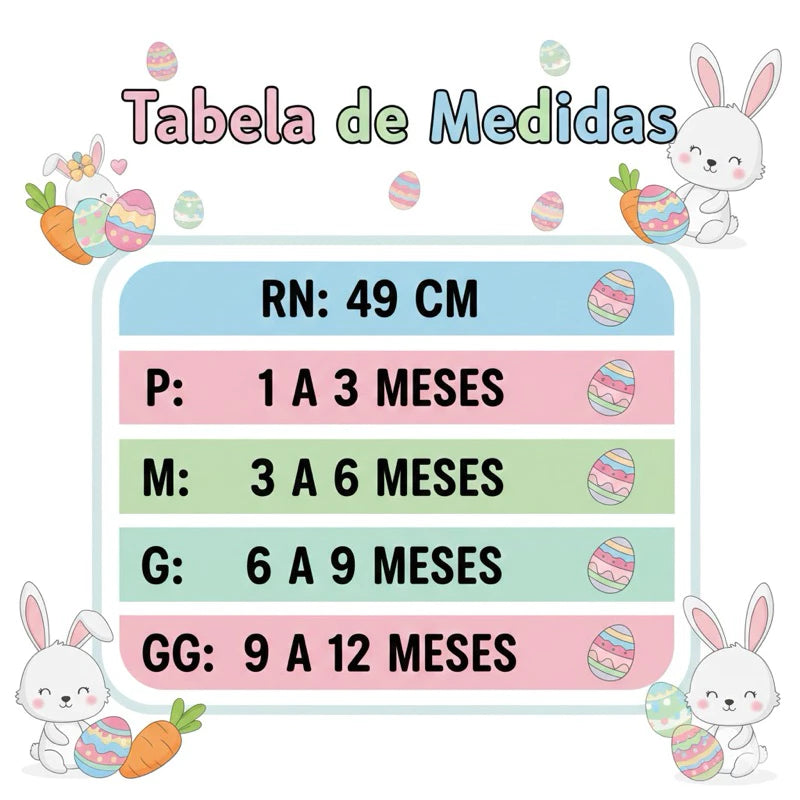 Macacão Bebê Coelhinho 03 a 12 Meses