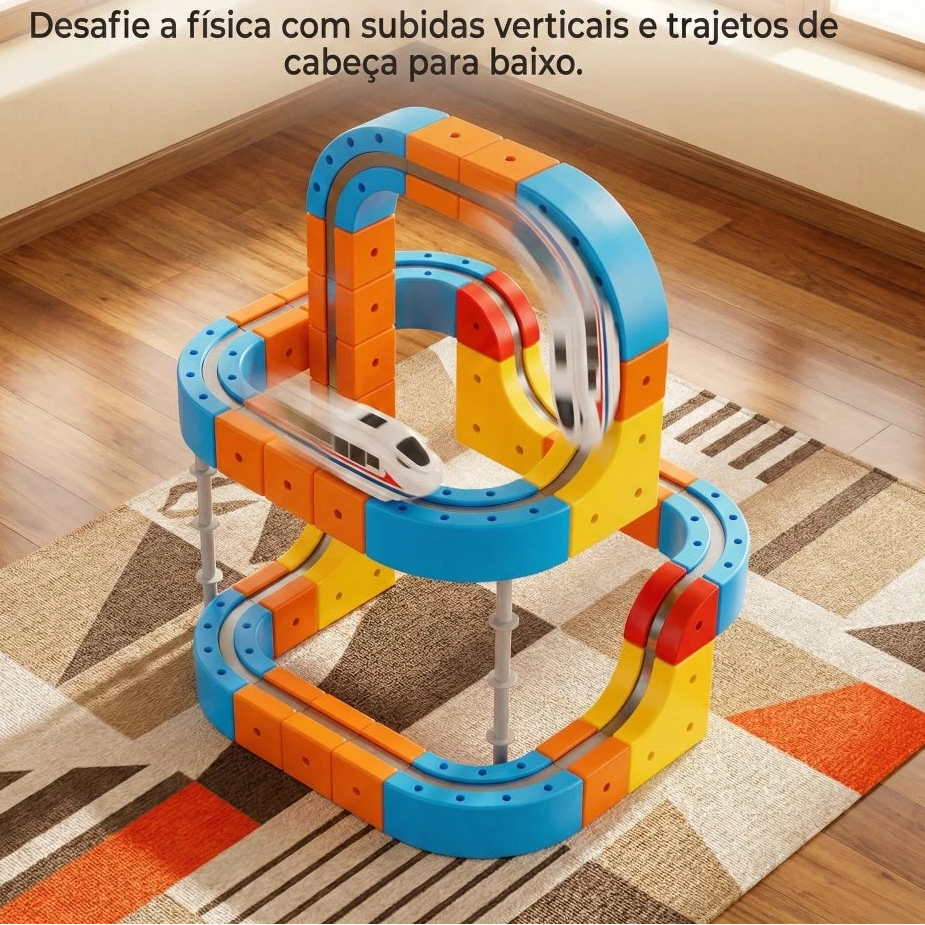 Trem Magnético Infantil com Pista 3D