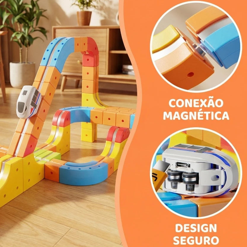 Trem Magnético Infantil com Pista 3D