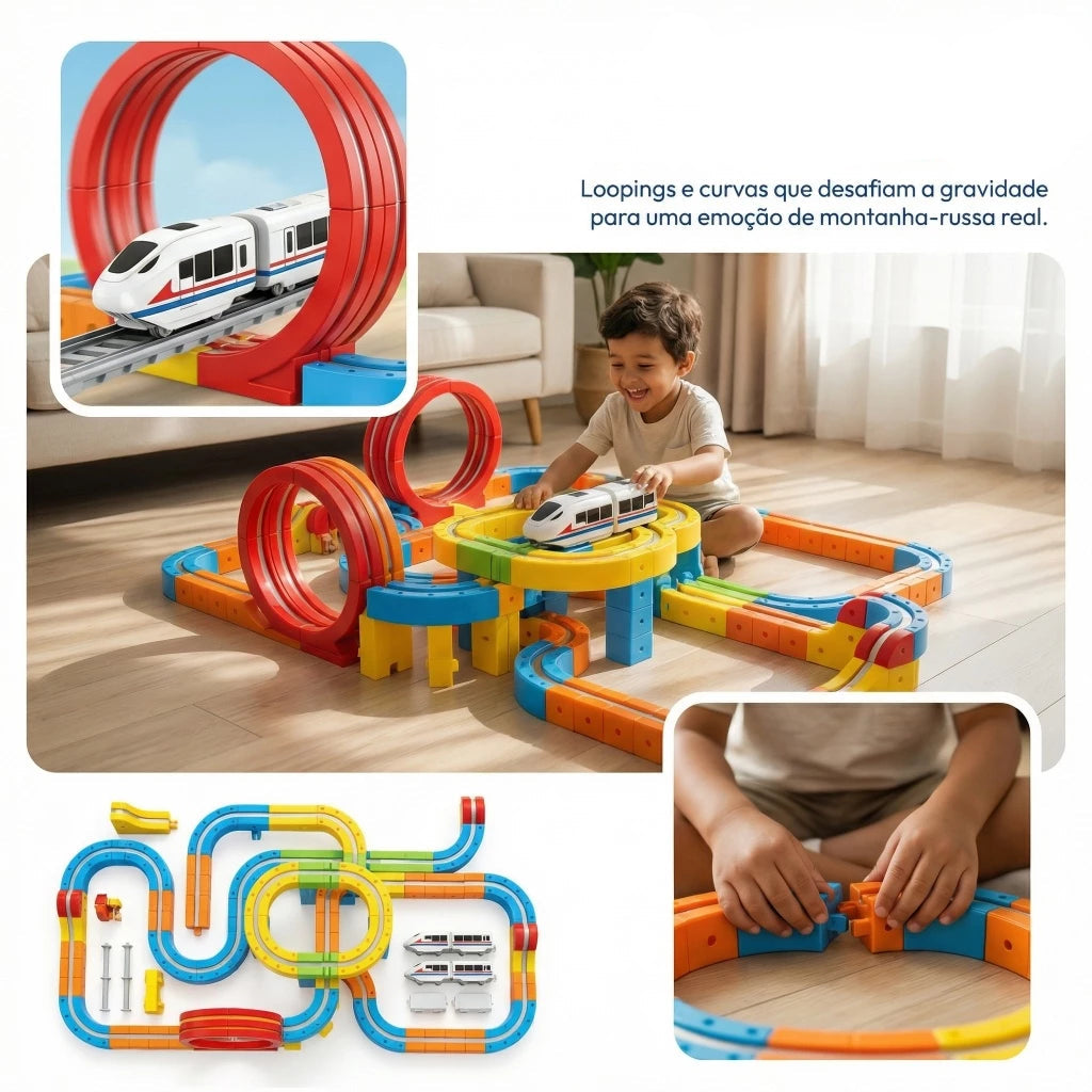 Trem Magnético Infantil com Pista 3D