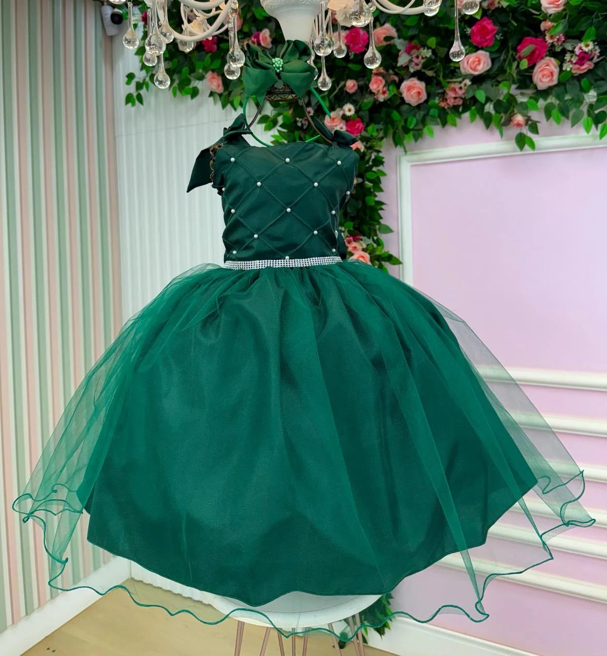 Vestido Luxo Verde de 04 a 12 anos