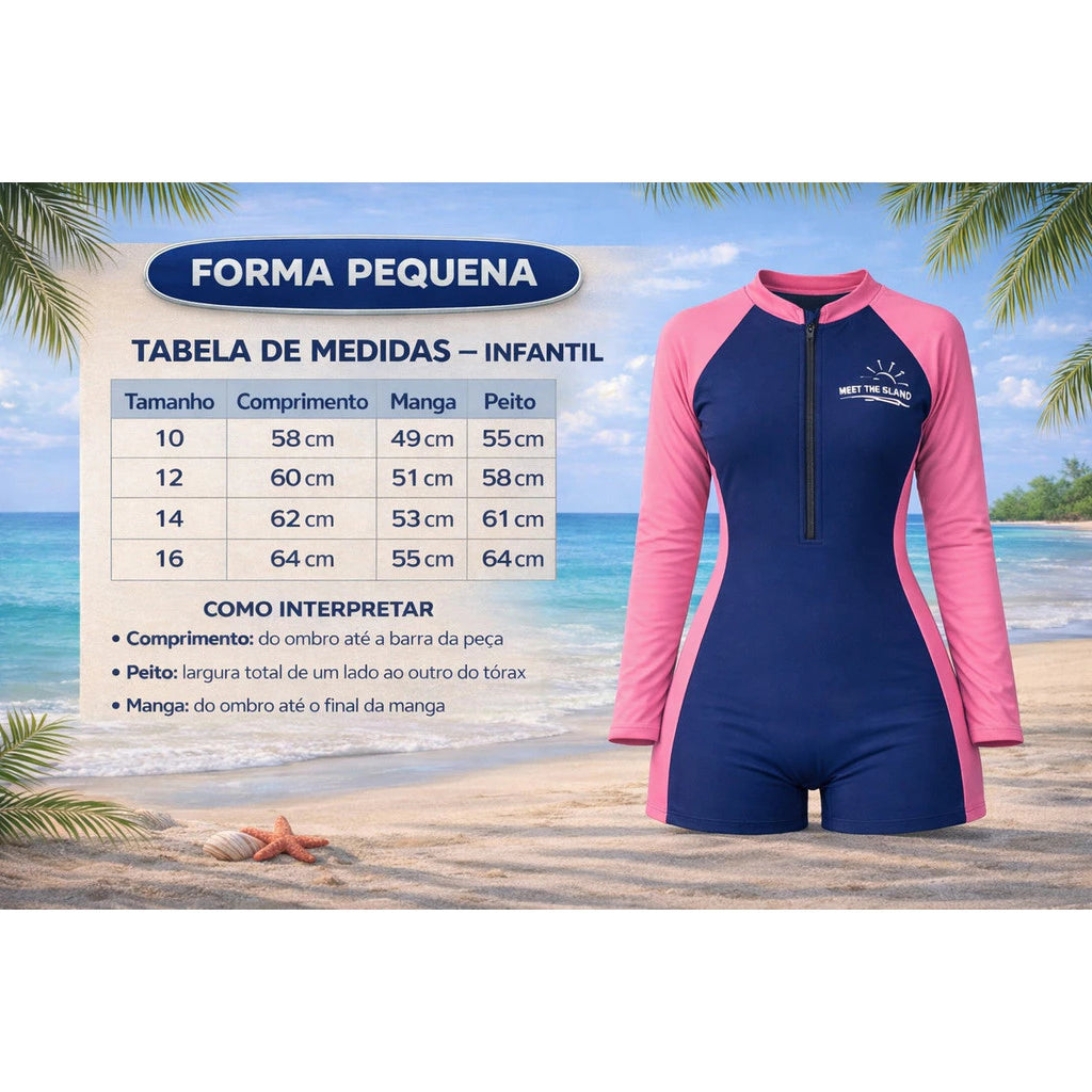 Macacão Juvenil Praia Proteção Uv50+ Menina Maiô