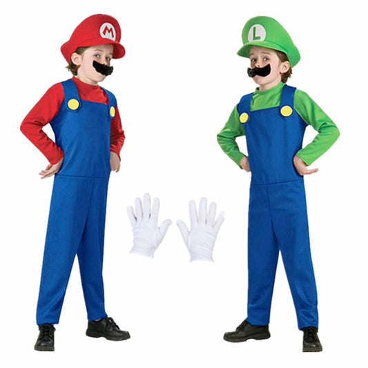 Fantasia Luigi  Fantasia Super Mario  Irmãos encanadores  Fantasia de videogame  Aventura temática  Traje autêntico  Universo dos jogos  Ação e diversão  Detalhes realistas  Brincadeira criativa  Fãs de videogame  Vestir como Luigi  Vestir como Super Mario  Aventura autêntica